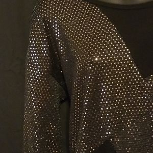 Bling black long sleeved top.